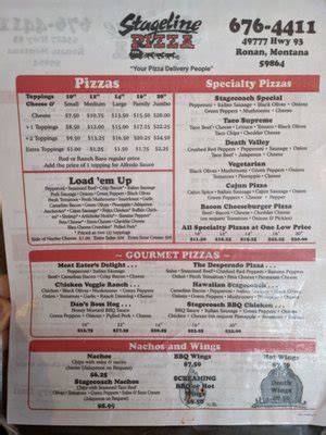 Stageline pizza polson menu Based on ratings and reviews from users from all over the web, this restaurant is a Great Restaurant
